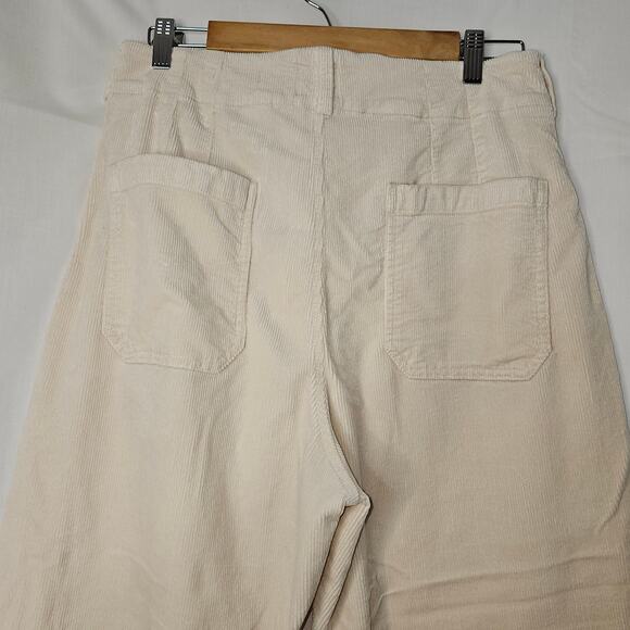 Anthropologie by Maeve The Colette Corduroy Crop Wide-Leg Pants Ivory size 32 - Picture 10 of 11